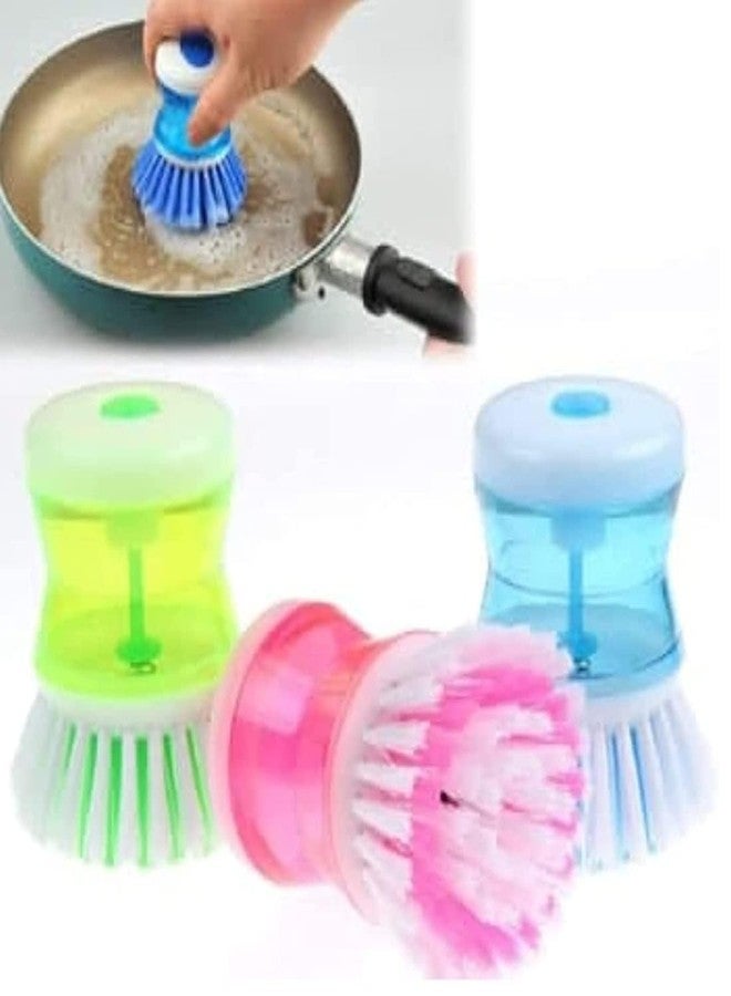 JERN Kitchen Utilities and Dish/Washbasin Plastic Cleaning Brush with Liquid Soap Dispenser - Dish Cleaner Utensils Brush (1) - Image 4